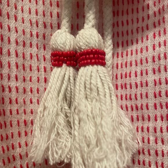 Johnny Was S Embroidered Beaded Top | Red Boho Tunic Peasant Blouse + Pockets - Picture 10 of 12